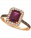 Le Vian Raspberry Rhodolite (1-5/8 ct. t. w. ) & Diamond (3/8 ct. t. w. ) Halo Ring in 14k Rose Gold