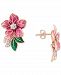 Effy Diamond (1/4 ct. t. w. ) & Enamel Flower Earrings in 14k Rose Gold