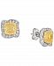Le Vian Sunny Yellow Diamond (5/8 ct. t. w. ) & Vanilla Diamond (1/3 ct. t. w. ) Double Halo Stud Earrings in Platinum & 14k Gold