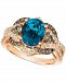 Le Vian Deep Sea Blue Topaz (3 ct. t. w. ) & Diamond (1-1/20 ct. t. w. ) Statement Ring in 14k Rose Gold