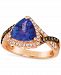 Le Vian Blueberry Tanzanite (2-1/4 ct. t. w. ) & Diamond (1/2 ct. t. w. ) Halo Ring in 14k Rose Gold