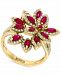 Effy Ruby (1-1/4 ct. t. w. ) & Diamond (5/8 ct. t. w. ) Flower Ring in 14k Rose Gold
