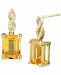 Citrine (2-3/4 ct. t. w. ) & Diamond (1/10 ct. t. w. ) Stud Earrings in 14k Gold