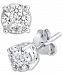 Diamond Cluster Stud Earrings 1 2 To 1 Ct. T. W. In 14k White Gold