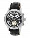 Heritor Automatic Black Dial, Silver Case, Genuine Black Leather Watch 44mm