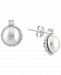 Effy Cultured Freshwater Pearl (9 mm) & White Topaz (1/20 ct. t. w. ) Stud Earrings in Sterling Silver