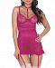 Women's Scarlett Scalloped Lace Chemise and Panty with Removable Choker and Garter Belt Straps 2pc Lingerie Set