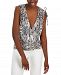 Inc International Concepts Women's Snake Print Ruched Shoulder Surplice Top, Created for Macy's