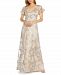 Adrianna Papell Metallic Embroidered Gown