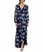 Betsy & Adam Women's Floral-Print Long-Sleeve Gown