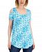 Jm Collection Women's Tie-Dyed Cold-Shoulder Top, Created for Macy's