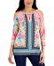 Jm Collection Women's Mixed-Print Cold-Shoulder Top, Created for Macy's