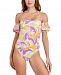 BCBGeneration Give It A Swirl Printed Off-The-Shoulder One-Piece Swimsuit Women's Swimsuit