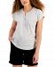 Style & Co Dolman-Sleeve Henley Linen-Blend Top, Created for Macy's