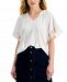 Charter Club Women's Tie-Neck Eyelet-Trim Top, Created for Macy's