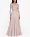 Xscape Women's Sequin Embellished Long Sleeve Chiffon Gown