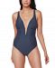 Bar Iii Plunge V-Wire One-Piece Swimsuit, Created for Macy's Women's Swimsuit