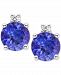 Sapphire (3/4 ct. t. w. ) & Diamond Accent Stud Earrings in 14k White Gold (Also in Emerald, Ruby, & Tanzanite)