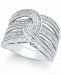 Diamond Baguette Interwoven Statement Ring (1 ct. t. w. ) in Sterling Silver (Also available in gold-plated silver)