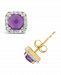 Garnet (1-1/2 ct. t. w. ) and Created White Sapphire (1/5 ct. t. w. ) Halo Stud Earrings in 10k Yellow Gold. Also Available in Amethyst (1 ct. t. w. ) and Blue Topaz (1-1/3 ct. t. w. )