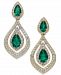 Emerald (1-1/2 ct. t. w. ) & Diamond (3/4 ct. t. w. ) Drop Earrings in 14k Gold (Also available in Ruby)