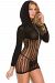 Black Crochet and Sheer Hooded Mini Dress - OS