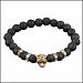 Obsidian Gold Lava Stone Bead Bracelets - Multicolor / one-size / J