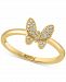 Effy Diamond Butterfly Ring (1/10 ct. t. w. ) in Sterling Silver or 14k Gold-Plated Sterling Silver