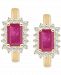Ruby (1-3/8 ct. t. w. ) & Diamond (1/3 ct. t. w. ) Hoop Earrings in 14k Gold (Also in Emerald & Sapphire)