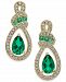 Emerald (1-1/5 ct. t. w. ) and Diamond (1/4 ct. t. w. ) Drop Earrings in 14k Yellow Gold (Also Available in Ruby)