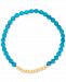 Turquoise & Polished Bead Stretch Bracelet in 14k Gold-Plated Sterling Silver