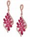 Sapphire (3-1/5 ct. t. w. ) & Diamond (1/4 ct. t. w. ) Floral Cluster Drop Earrings in 14k White Gold (Also in Emerald & Ruby)