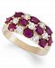 Ruby (2-1/2 ct. t. w. ) and Diamond (1/2 ct. t. w. ) 3 Row Band Ring in 14k Gold
