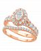 Diamond Halo Oval Bridal Set (2. ct. t. w. ) in 14K White, Yellow or Rose Gold