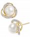 Honora Cultured Freshwater Pearl (7mm) & Diamond (1/8 ct. t. w. ) Stud Earrings in 14k Gold