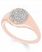 Diamond (1/5 ct. t. w. ) Pave Signet Ring in 14k Yellow or Rose Gold