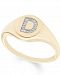 Diamond Accent Initial Signet Ring in 14k Yellow Gold