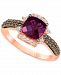 Le Vian Raspberry Rhodolite (1-5/8 ct. t. w. ) & Diamond (3/8 ct. t. w. ) Cushion Halo Ring in 14k Rose Gold