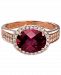 Le Vian Raspberry Rhodolite (2-1/2 ct. t. w. ) & Vanilla Diamond (1/4 ct. t. w. ) Halo Ring in 14k Rose Gold