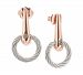 Charriol White Topaz Accent Circle Drop Earrings in Pvd Stainless Steel & Rose Gold-Tone