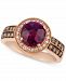 Le Vian Raspberry Rhodolite (2-1/5 ct. t. w. ) & Diamond (1/2 ct. t. w. ) Halo Ring in 14k Rose Gold