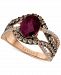Le Vian Raspberry Rhodolite (1-3/4 ct. t. w. ) & Diamond (7/8 ct. t. w. ) Swirl Ring in 14k Rose Gold
