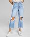 And Now This Women's Cotton Ripped Cropped Wide-Leg Jeans