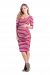 Lilac Clothing Midi BodyCon Dress - L / Marsala/Ivory Stripe