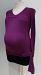 Thyme Maternity purple long sleeve scoop neck top with waist tie - M
