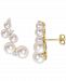 Cultured Freshwater Pearl (4-7mm) & White Topaz (1/4 ct. t. w. ) Ear Climbers in Gold-Plated Sterling Silver
