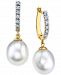 Cultured Freshwater Pearl (9mm) & Diamond (1/5 ct. t. w. ) Earrings in 14k Gold