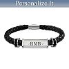 My Son, My Pride, My Joy Personalized Leather And Stainless Steel Bracelet