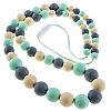 Chew-Choos 'Playdate' Silicone Nursing and Teething Necklace - Modern Eco-friendly Baby Teether (Mint green, gray, cream)