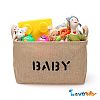 Jute Storage Basket and Organizer with Handles, Eco-Friendly for Baby Toy Storage(waterproof inner lining) - Collapsible Storage Basket, Baby Toys, Baby Clothing, Children Books, Gift Baskets - 1 pcs
